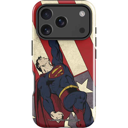DC Comics Superman Vintage Pose American Flag iPhone 17 Pro Impact Case