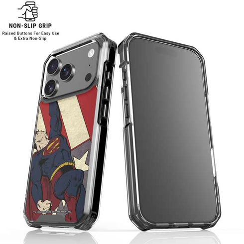 DC Comics Superman Vintage Pose American Flag iPhone 17 Pro Max Clear Case