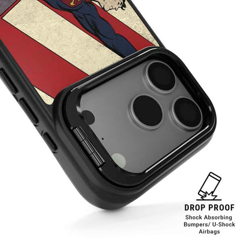 DC Comics Superman Vintage Pose American Flag iPhone 17 Pro Max Kickstand Case