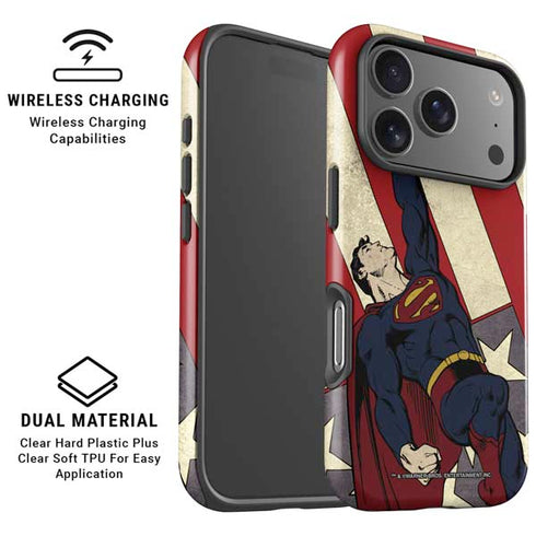 DC Comics Superman Vintage Pose American Flag iPhone 17 Pro Max Magsafe Impact Case