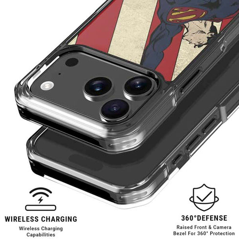 DC Comics Superman Vintage Pose American Flag iPhone 18 Pro Clear Case