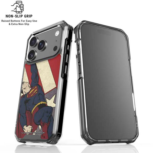DC Comics Superman Vintage Pose American Flag iPhone 18 Pro Clear Case