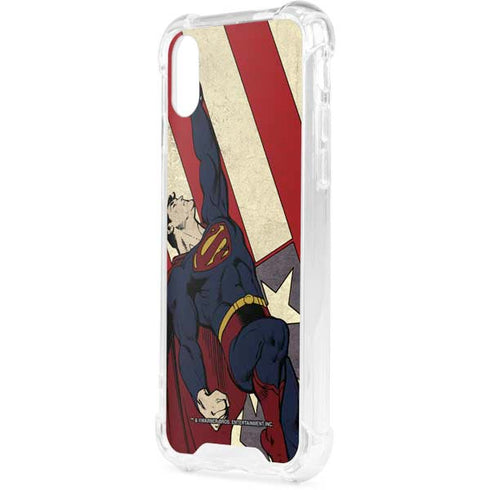 DC Comics Superman Vintage Pose American Flag iPhone XS Clear Case