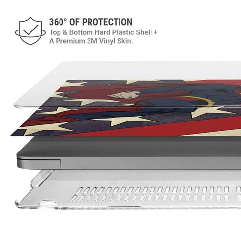DC Comics Superman Vintage Pose American Flag MacBook Pro 14in (2021-24) Case plus Skin