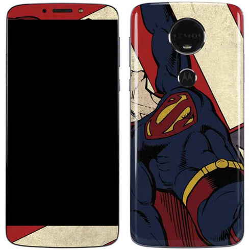 DC Comics Superman Vintage Pose American Flag Moto E5 Plus Skin