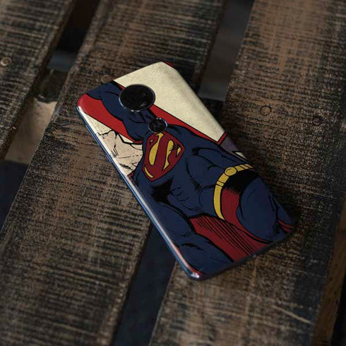 DC Comics Superman Vintage Pose American Flag Moto E5 Plus Skin