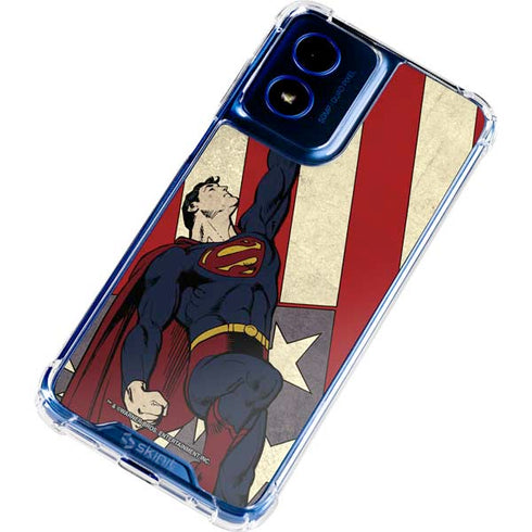 DC Comics Superman Vintage Pose American Flag Moto G 5G (2024) Clear Case