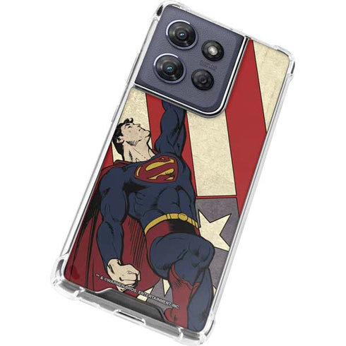 DC Comics Superman Vintage Pose American Flag Moto G Play 5G (2025) Clear Case