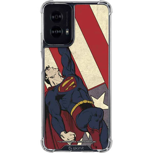 DC Comics Superman Vintage Pose American Flag Moto G Power 5G (2024) Clear Case