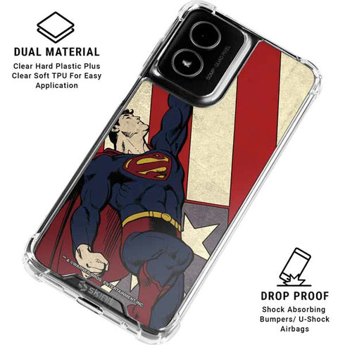 DC Comics Superman Vintage Pose American Flag Moto G Power 5G (2024) Clear Case