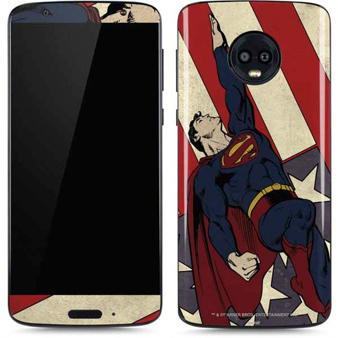 DC Comics Superman Vintage Pose American Flag Moto G6 Skin