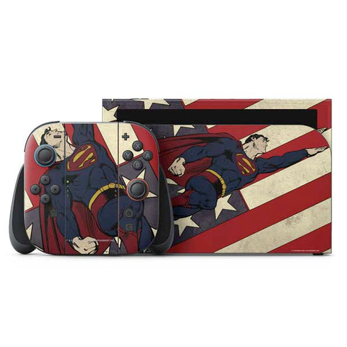 DC Comics Superman Vintage Pose American Flag Nintendo Switch 2 (2025) with Joy-Con Skin