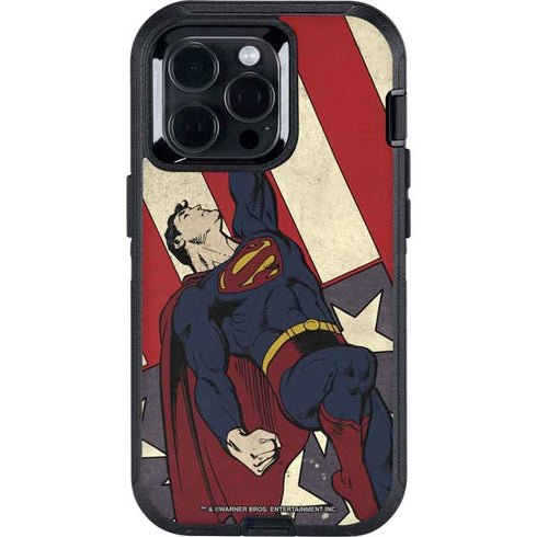 DC Comics Superman Vintage Pose American Flag Otterbox Defender iPhone Skin