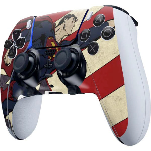 DC Comics Superman Vintage Pose American Flag PS5 DualSense Edge Pro Controller Skin