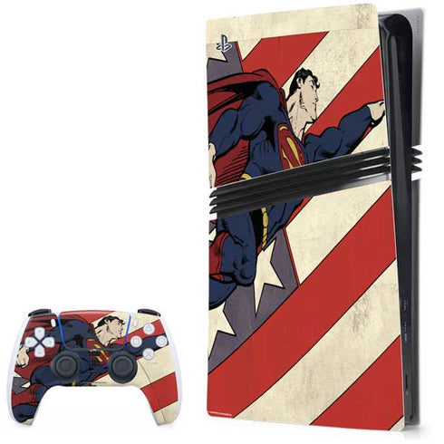 DC Comics Superman Vintage Pose American Flag PlayStation PS5 Skins