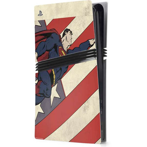 DC Comics Superman Vintage Pose American Flag PS5 Pro Console Skin