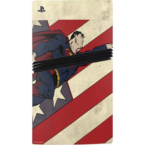 DC Comics Superman Vintage Pose American Flag PS5 Pro Console Skin