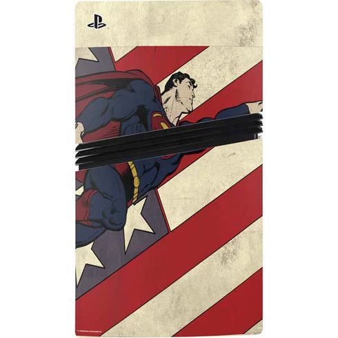 DC Comics Superman Vintage Pose American Flag PS5 Pro Disk Console Skin