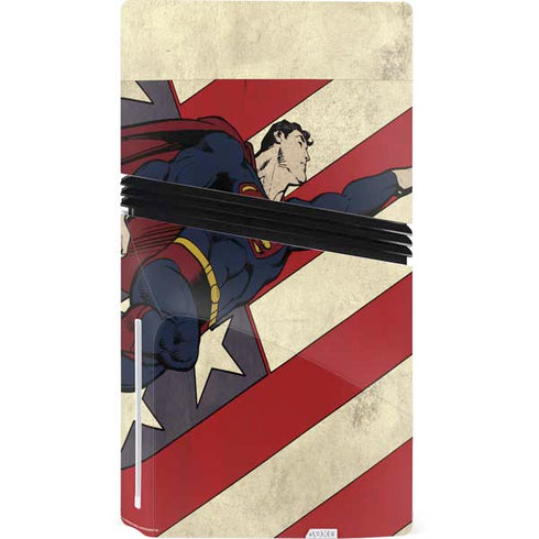 DC Comics Superman Vintage Pose American Flag PS5 Pro Disk Console Skin