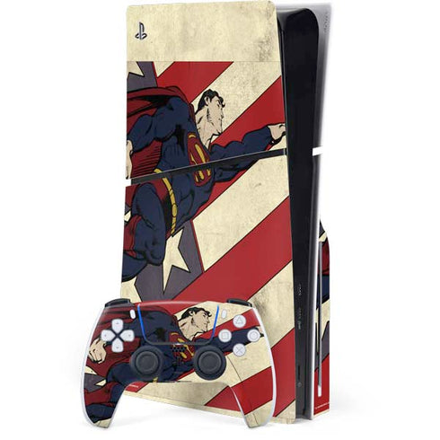 DC Comics Superman Vintage Pose American Flag PlayStation PS5 Skins