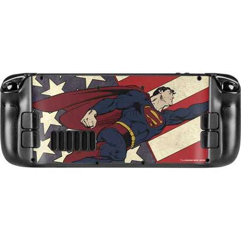 DC Comics Superman Vintage Pose American Flag Steam Deck Handheld Gaming Computer OLED Skin