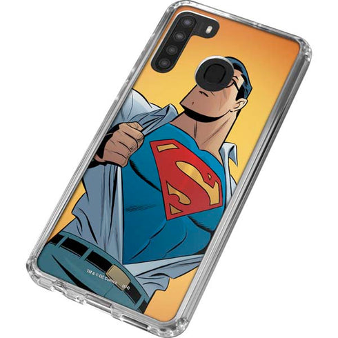 DC Comics Superman 90's Animated Series Galaxy A21 Clear Case