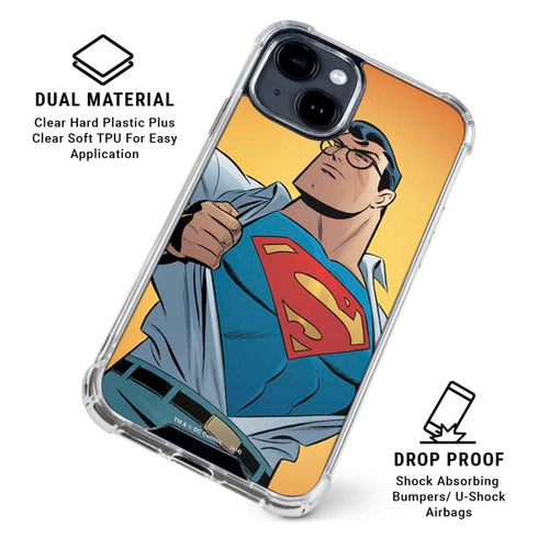 DC Comics Superman 90's Animated Series iPhone 15 Clear Case
