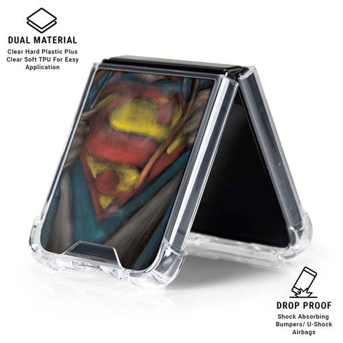 DC Comics Superman Pastel Art Galaxy Z Flip7 Clear Case