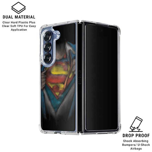 DC Comics Superman Pastel Art Galaxy Z Fold7 Clear Case