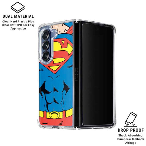 DC Comics Superman Vintage Chest Galaxy Z Fold7 Clear Case