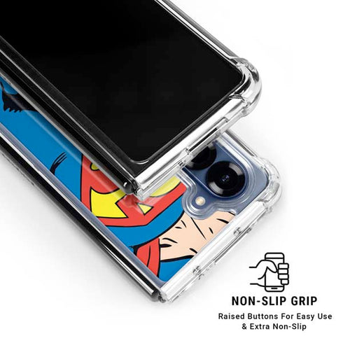 DC Comics Superman Vintage Chest Galaxy Z Fold7 Clear Case