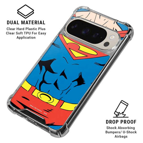 DC Comics Superman Vintage Chest Pixel 9/9 Pro Clear Case