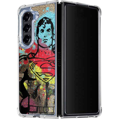 DC Comics Superman Color Splatter Galaxy Z Fold5 5G Clear Case