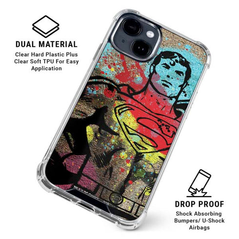 DC Comics Superman Color Splatter iPhone 15 Clear Case