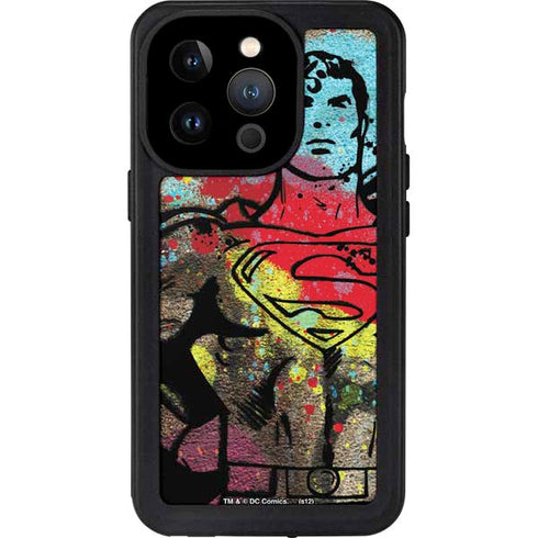 DC Comics Superman Color Splatter iPhone 15 Pro Waterproof Case