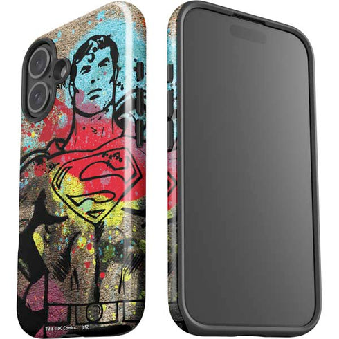 DC Comics Superman Color Splatter iPhone 16 Impact Case