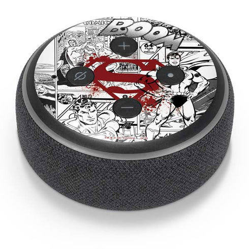 DC Comics Superman Comic Pattern Logo in Red Amazon Echo Dot Skin