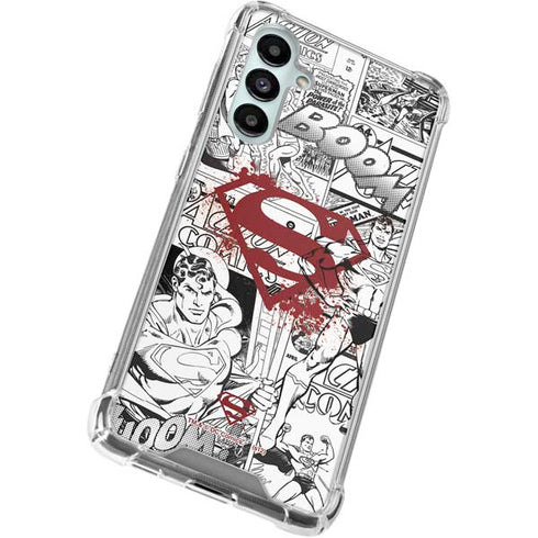 DC Comics Superman Comic Pattern Logo in Red Galaxy A16 5G Clear Case