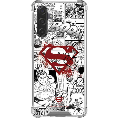 DC Comics Superman Comic Pattern Logo in Red Galaxy A17 Clear Case