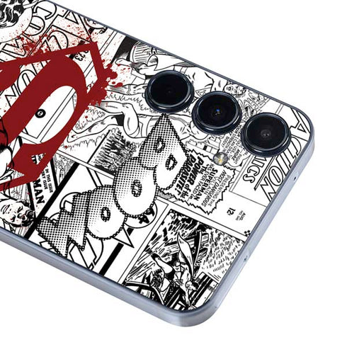 DC Comics Superman Comic Pattern Logo in Red Galaxy A35 5G Skin