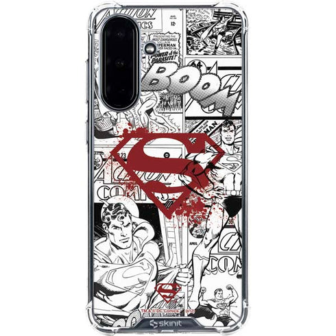 DC Comics Superman Comic Pattern Logo in Red Galaxy A36 5G Clear Case