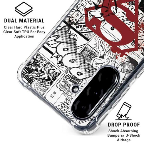 DC Comics Superman Comic Pattern Logo in Red Galaxy A36 5G Clear Case