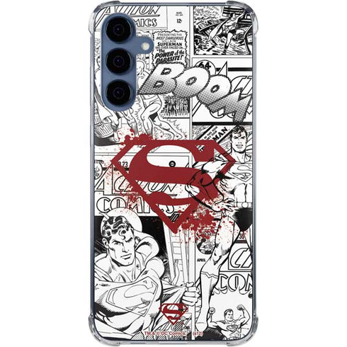 DC Comics Superman Comic Pattern Logo in Red Galaxy A55 5G Clear Case