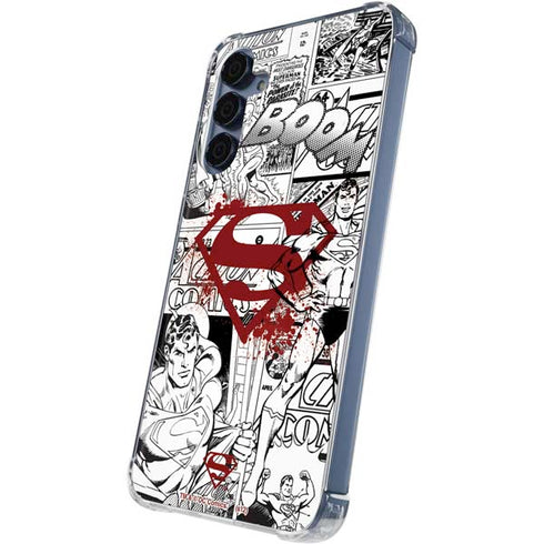 DC Comics Superman Comic Pattern Logo in Red Galaxy A55 5G Clear Case