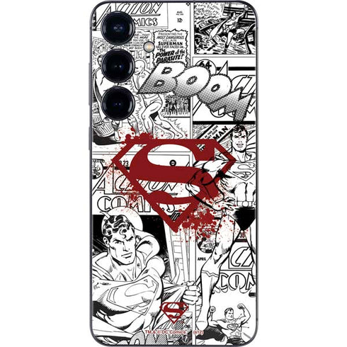 DC Comics Superman Comic Pattern Logo in Red Galaxy S24 Skin