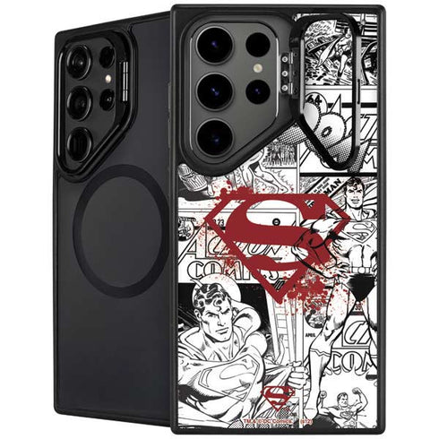 DC Comics Superman Comic Pattern Logo in Red Galaxy S24 Ultra Kickstand Case