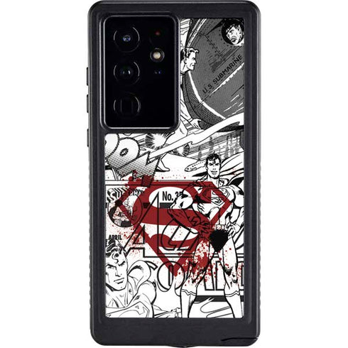 DC Comics Superman Comic Pattern Logo in Red Galaxy S24 Ultra Waterproof Case