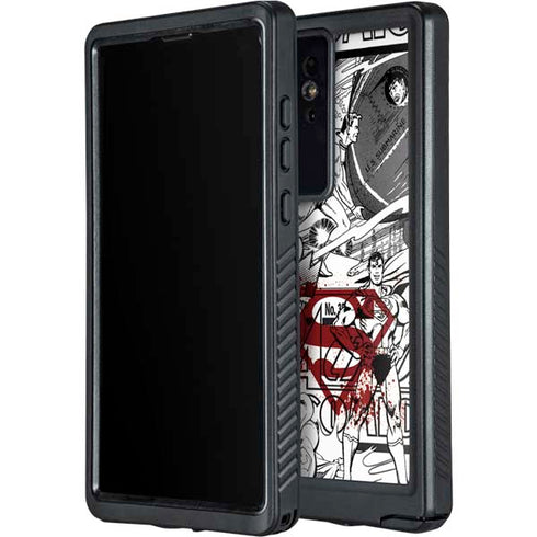 DC Comics Superman Comic Pattern Logo in Red Galaxy S24 Ultra Waterproof Case