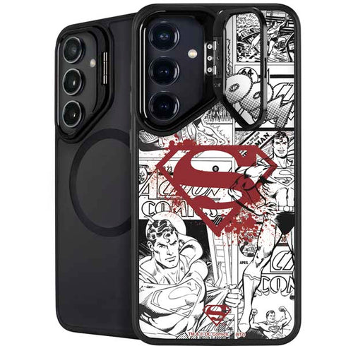 DC Comics Superman Comic Pattern Logo in Red Galaxy S25 FE Kickstand Case