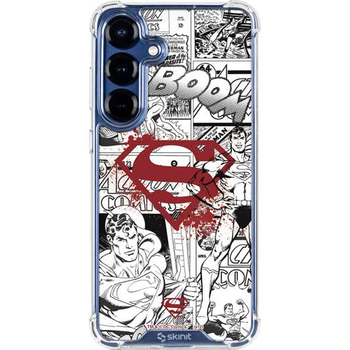 DC Comics Superman Comic Pattern Logo in Red Galaxy S25 Plus Clear Case
